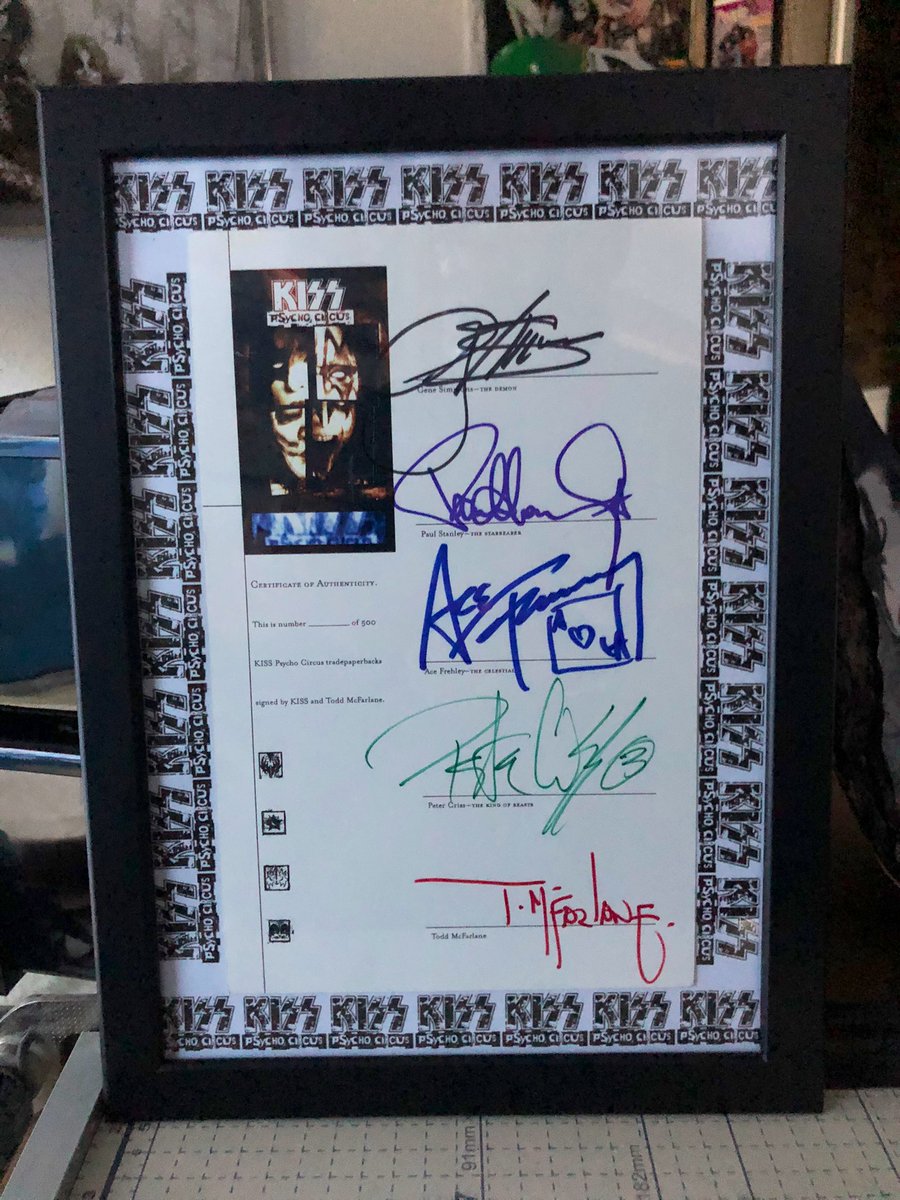 KissComic's tweet photo. Finally framed my Certificate of Authenticity for the @kiss:Psycho Circus Comic Series…
Only took 25 years to find one!
@genesimmons 
@PaulStanleyLive 
@Todd_McFarlane 

#NeverGiveUp 
#KISSComics
#kissworldcomiccollectors https://t.co/OQcbHzwoNx