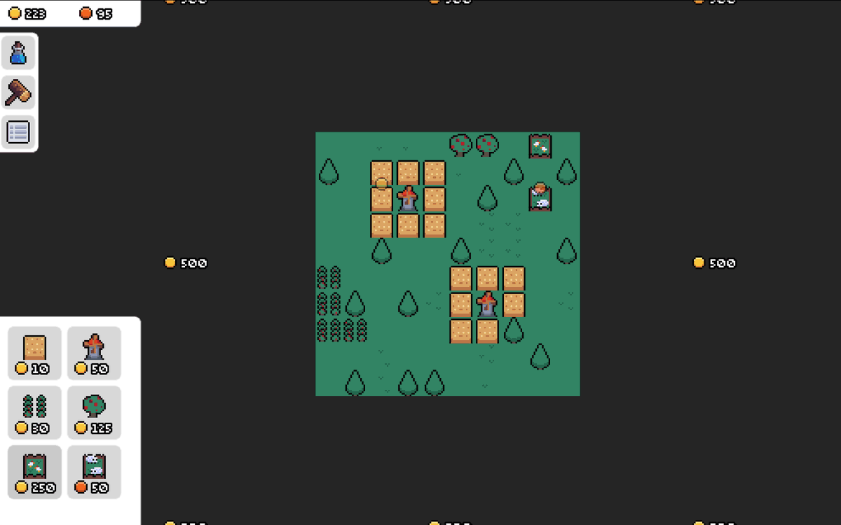 Harrkus's tweet photo. Got a nice day of dev in. Now there's additional land to purchase and some very "simple" (if randi...) procgen. Oh and sheep.
#gamedev #indiedev #godot https://t.co/20iA8Ks9SS