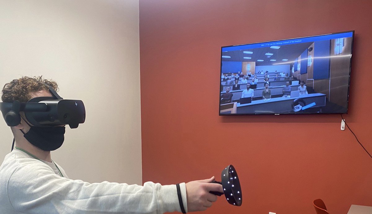 PerryWhs's tweet image. @WeehawkenTSD our mock trial team is able to use #VR #VirtualReality equipment to simulate making opening statements to a virtual jury. Thanks for training &amp;amp; support @BabTeacher @EricCrespoEDU @RobFerullo4 @FAmato53 @bcalligy @StefanieCirill1 @DeStefanoEDU @NJStateBar #WeeLearn