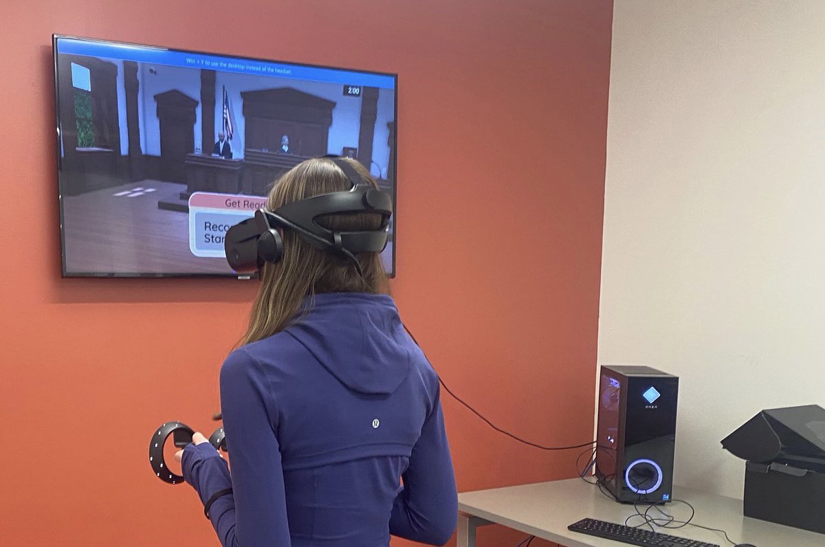 PerryWhs's tweet image. @WeehawkenTSD our mock trial team is able to use #VR #VirtualReality equipment to simulate making opening statements to a virtual jury. Thanks for training &amp;amp; support @BabTeacher @EricCrespoEDU @RobFerullo4 @FAmato53 @bcalligy @StefanieCirill1 @DeStefanoEDU @NJStateBar #WeeLearn