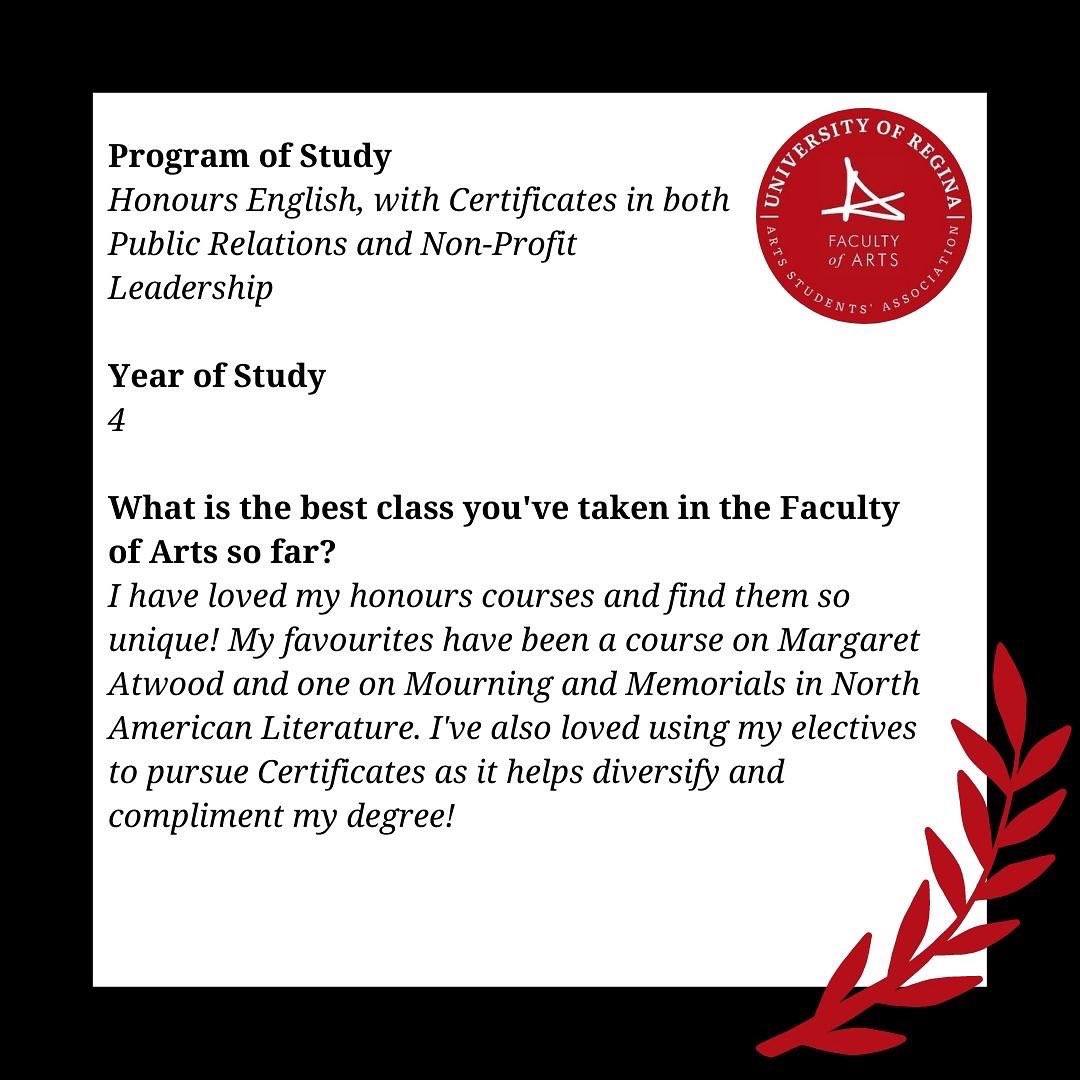 uregina_asa's tweet photo. 📚Meet the ASA📚

Emily is one of the student reps from the Dept of English working on the ASA!

She is Co-President of @ESA_Regina and the ED of NPYLN👏

She has a passion for youth leadership, both on and off campus, and is excited to work with new people to renew the ASA! https://t.co/aK0DMorc57