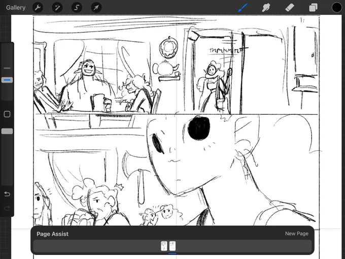 i think im able to stay sane doing full coloured n shaded comic pages because i spend absolutely no brain power on the sketches. no logic behind the room layout or details just vibes 