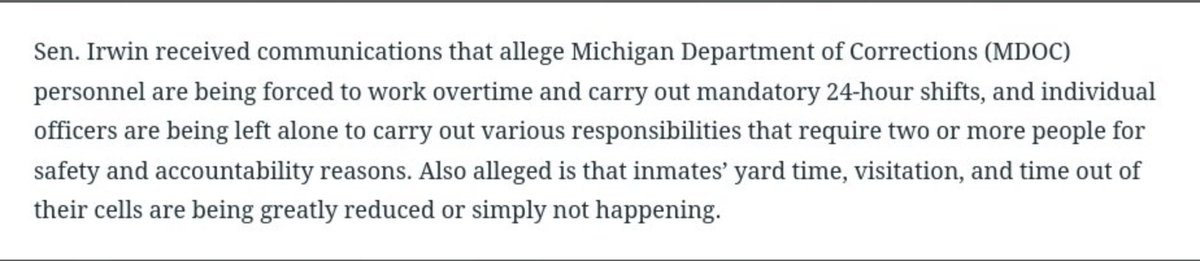 schmarina1's tweet photo. The people being held in Women's Huron Valley Correctional Facility are facing deadly abuse, including gross medical neglect and understaffing. Please take a moment to tell Gvnr Witmer we're watching.
https://t.co/2WVAjSDvRC
#AllHandsOnDeck
#GoodTimeMakesGoodSense
#LetMIPeopleGo https://t.co/hqcGRRRVAD