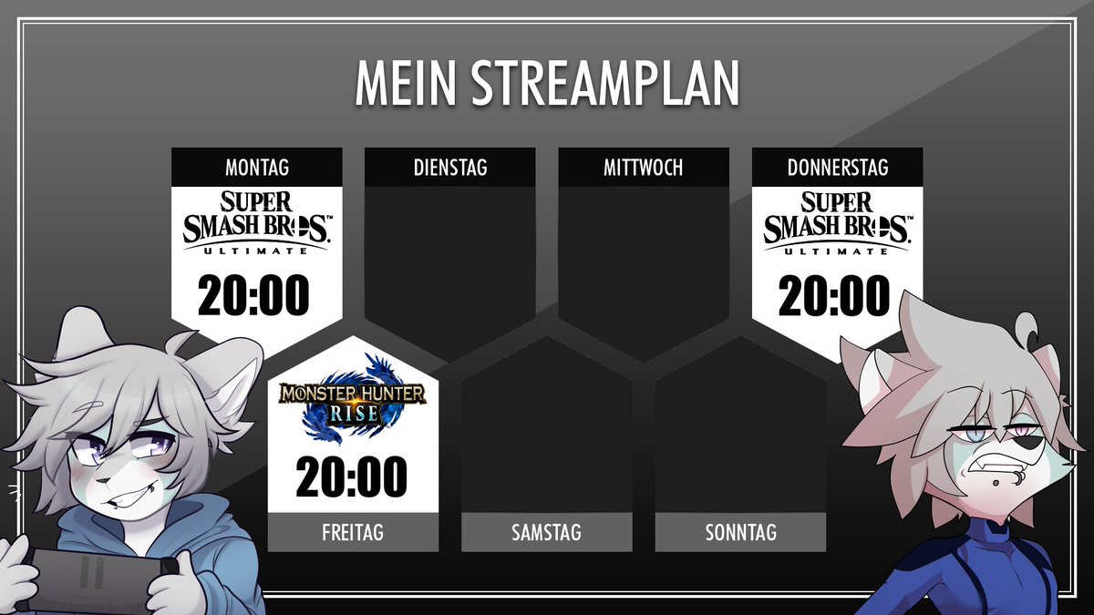 Streamplan für die Woche, smash Turniergamba, und Monster Hunter ft. <a href="/LordYonie/">LordYonie</a> &amp; Zuschauer