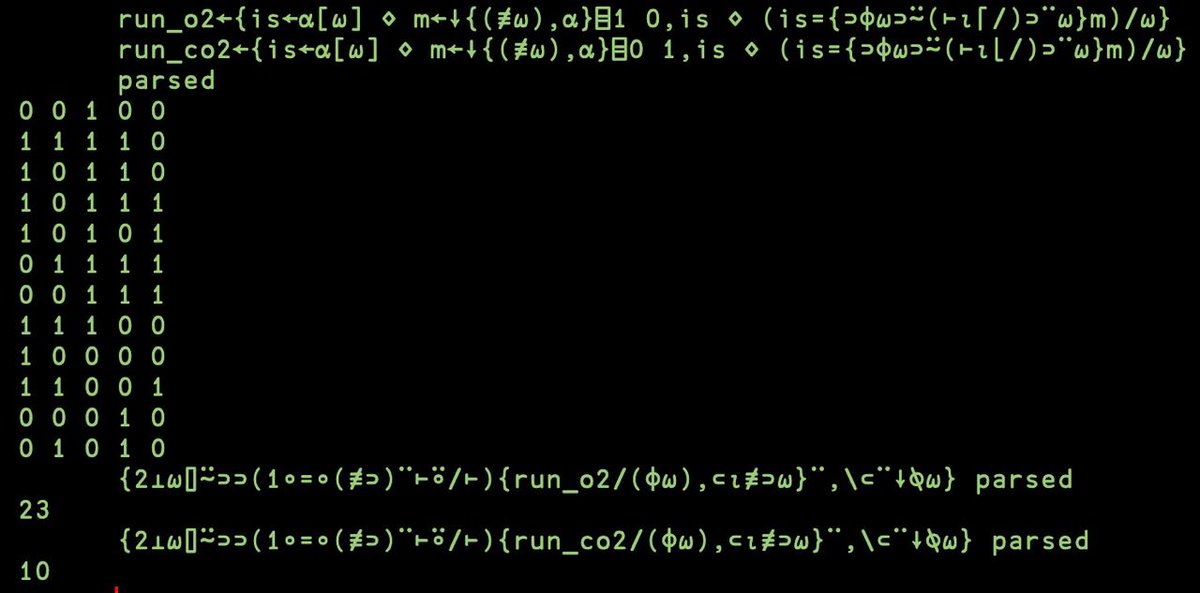 zindelzindel's tweet image. Moar newbie #APL! #aoc2021 Day3/p2. So much fun, can't stop myself 🙈