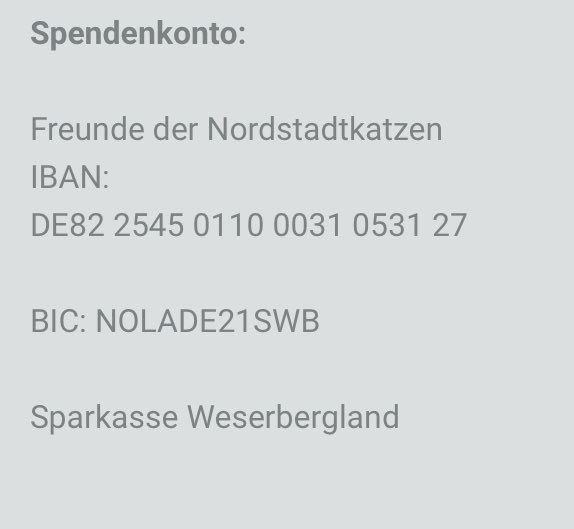 TinkerBell_just's tweet image. Unter #nordstadtkatzen erzählen wir von unserem privaten Engagement um Fund-, Abgabe- und Waisenkitten.
In unserem linktr.ee/nordstadtkatzen haben wir unsere links (Homepage, Spenden,…) zusammengefasst.
Herzlichen Dank, dass ihr unseren Schützlingen eine Chance schenkt 🤟💚