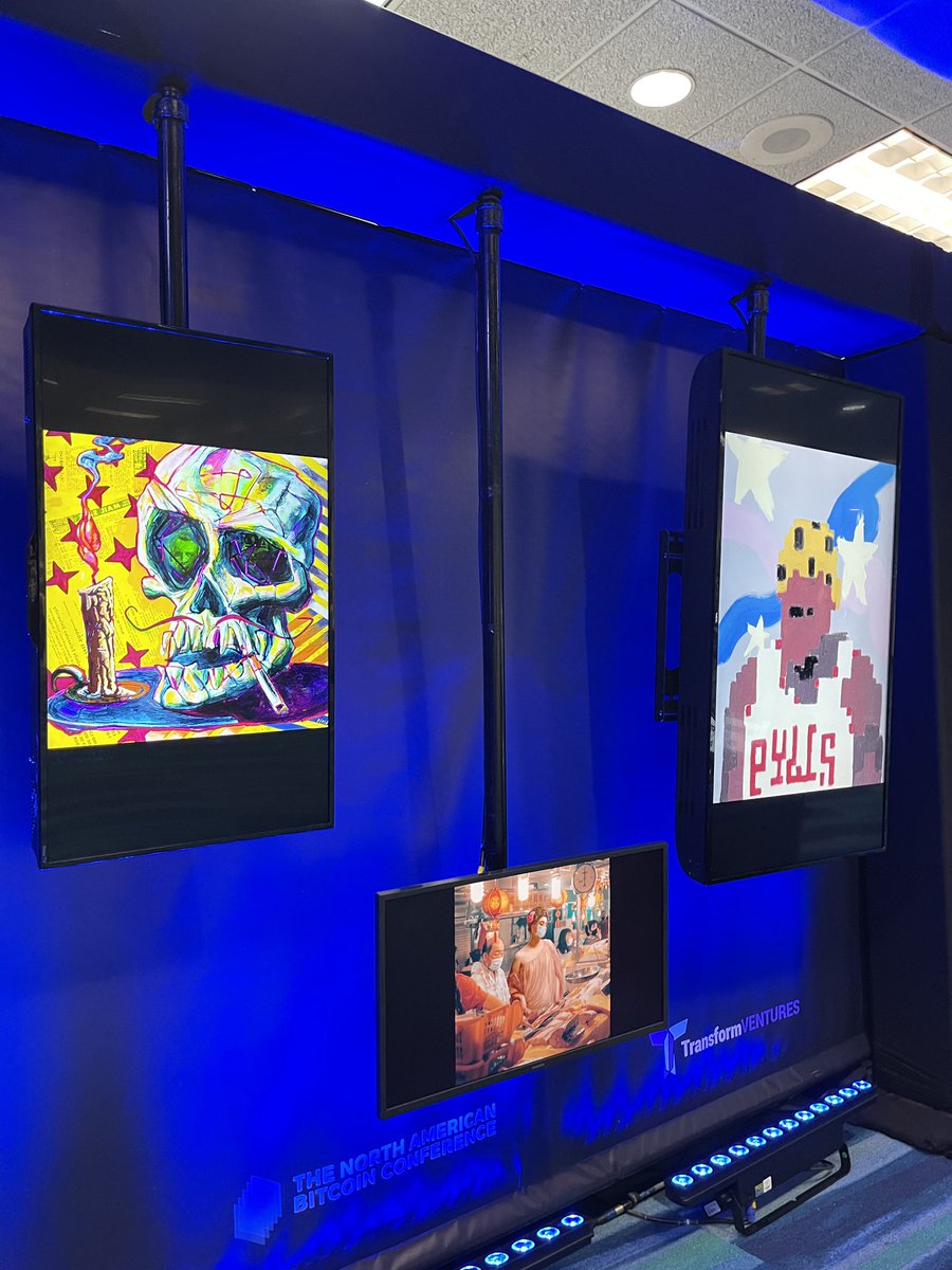 mrploid (@ploidart) on Twitter photo Today just keeps on giving. This is a shot from the NFT gallery at the upcoming (this week) North American Bitcoin Conference, curated by The Most Famous Artist.
That’s my skull piece. Honored to be among the 30 outstanding artists represented. Mad thanks 2 <a href="/tmfacommunity/">TMFA COMMUNITY</a> Today just keeps on giving. This is a shot from the NFT gallery at the upcoming (this week) North American Bitcoin Conference, curated by The Most Famous Artist.
That’s my skull piece. Honored to be among the 30 outstanding artists represented. Mad thanks 2 <a href="/tmfacommunity/">TMFA COMMUNITY</a>