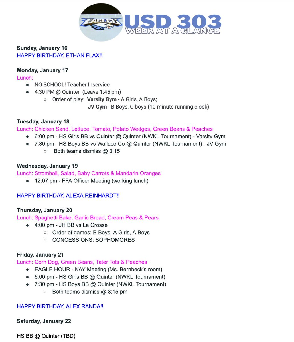 It's a four-day week for students <a href="/NessCityEagles/">Ness City Jr/Sr High</a> <a href="/USD303/">USD 303 - Ness City</a>