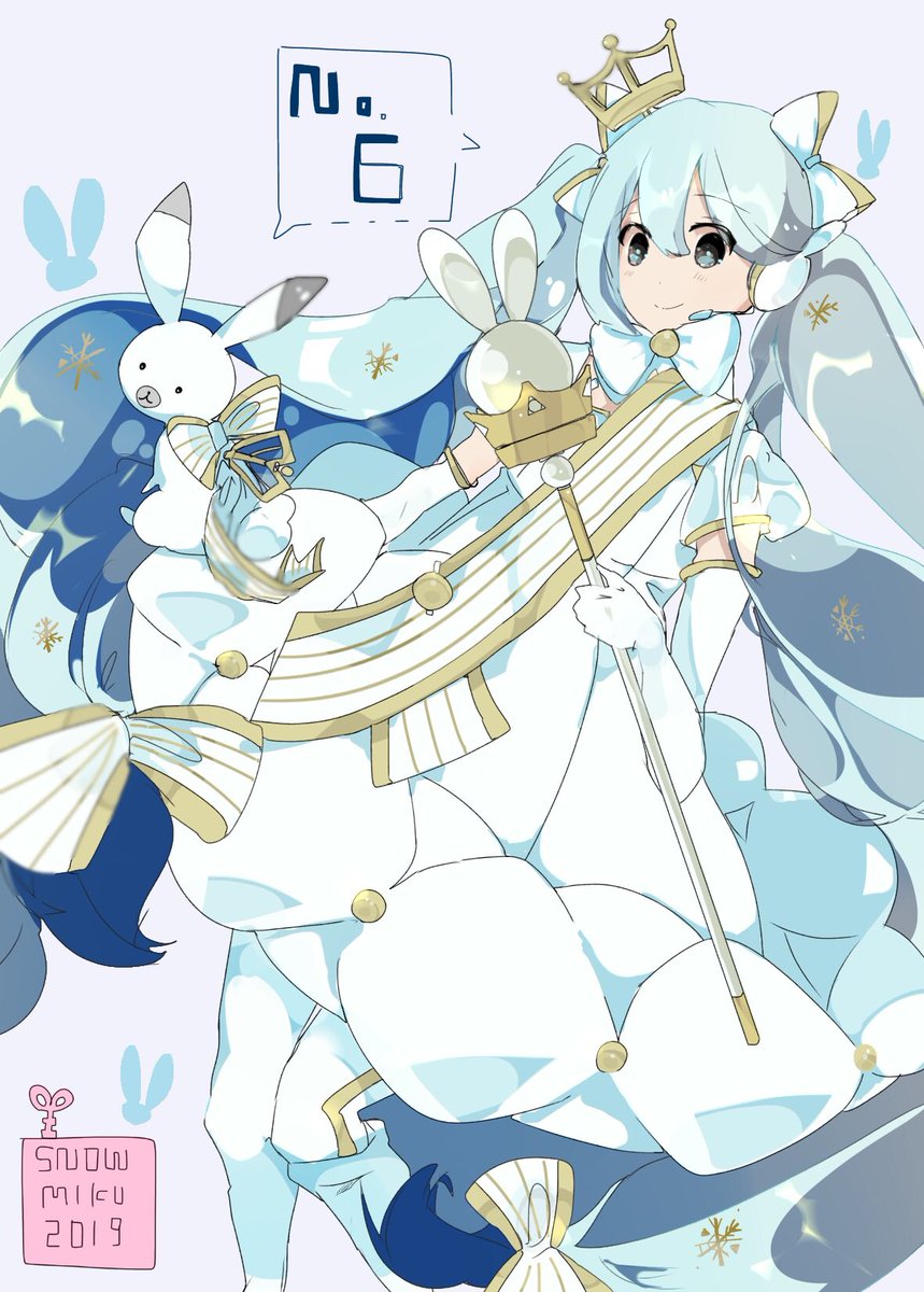 hatsune miku ,rabbit yukine ,yuki miku 1girl long hair dress twintails very long hair gloves bow  illustration images
