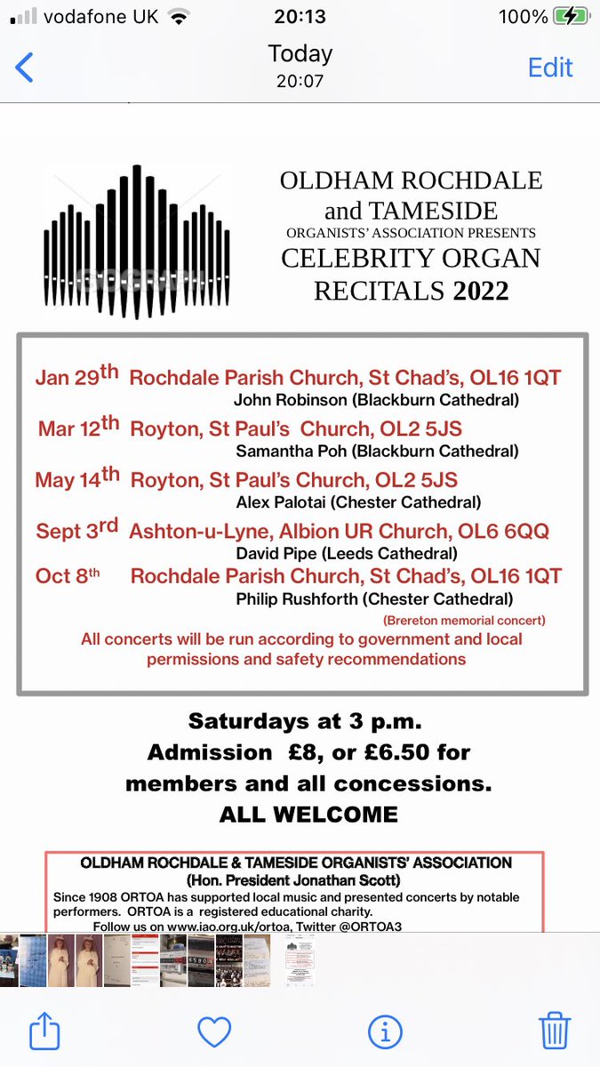 Please do join us for some wonderful recitals in 2022, starting with one by John Robinson of Blackburn Cathedral ⁦⁦@JohnRobOrganist⁩ on 29 January at Rochdale Parish Church ⁦@RochdaleStChads⁩.