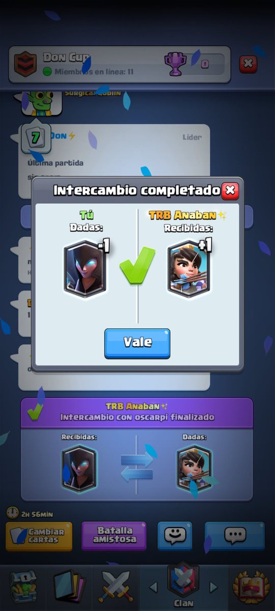 Felicitar a <a href="/eldonroyale/">STMN El Don Royale</a> por la Don Cup que ha salido a la perfección.🔝 Por lo personal, ha sido una locura ganar a <a href="/FilipNoSkill/">Filip❤️NoSkill</a> (aun llevar  HC) Ggs <a href="/CrTumbao/">♣️ֆʀ.ɬʊʍɮασ♣️</a> estaba claro🥺. Y he podido cambiar una carta con <a href="/Anaban_Cr/">Anaban ✨</a> Felicidades <a href="/SurgicalGoblin/">Surgical Goblin</a> 🎖!