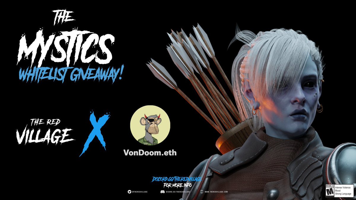 CryptoVonDoom's tweet photo. QUICK FIRE GIVEAWAY!
END IN 15 MINUTES &amp; I NEED YOUR ETH WALLET ADDRESS. MUST REPLY FAST
I’ve HAVE 1 MORE whitelist spot for the upcoming MYSTICS mint from The Red Village.

To Qualify to win:
- RT, + Tag
- Follow: @TheRedVillage, @thedropnft &amp; @CryptoVonDoom https://t.co/aYBLORy444