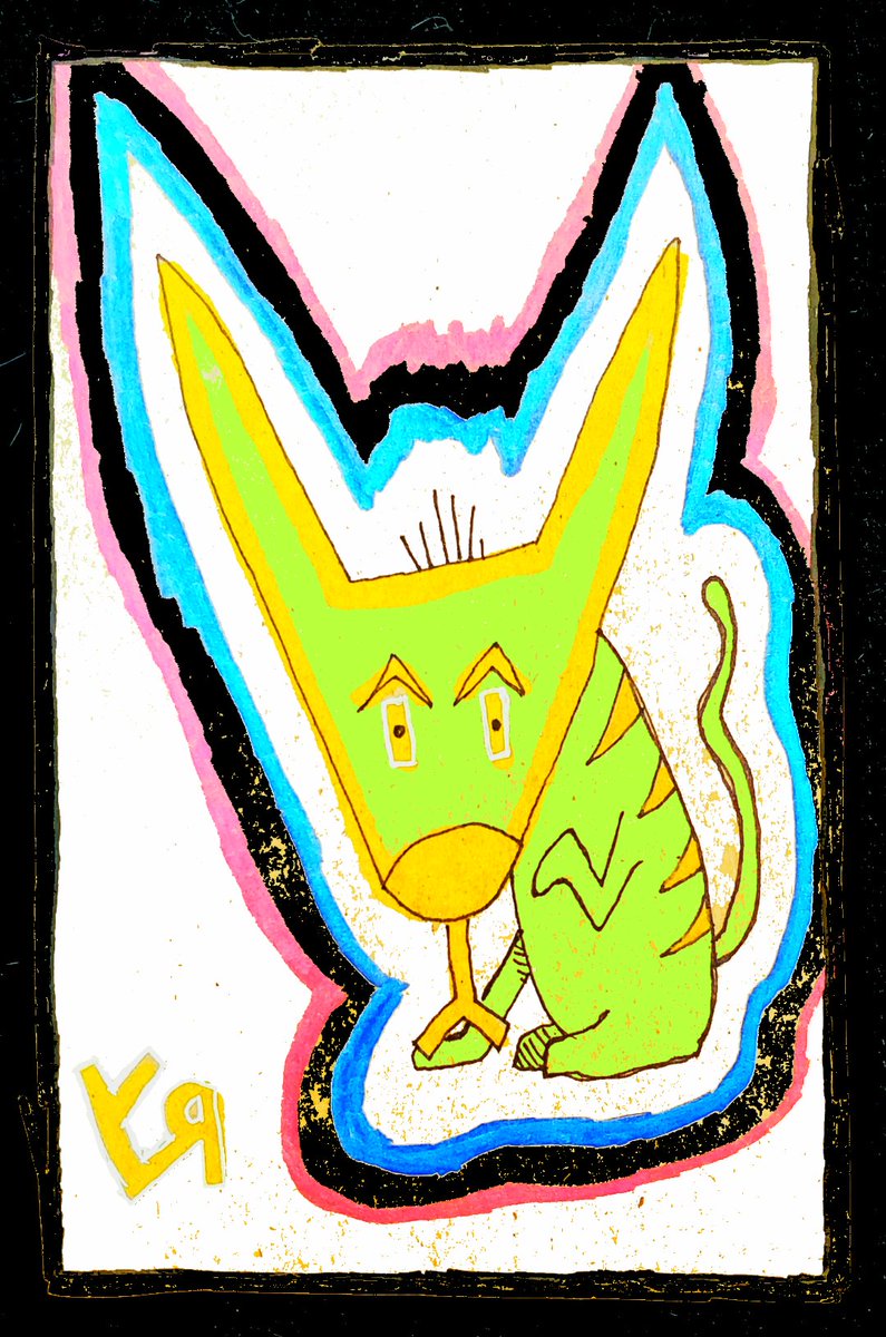 richardfyates's tweet photo. "Lime Coyote" by Richard F. Yates (Holy Fool)

1 of 1 #handdrawn #nft for only TWO TEZ! (Awe heck!)

#art #inkoncardboard #primitivism #shamanism #objktart #objktnft @objktcom #creativecommons

https://t.co/baijvIybWp https://t.co/qbW7nn9QhD