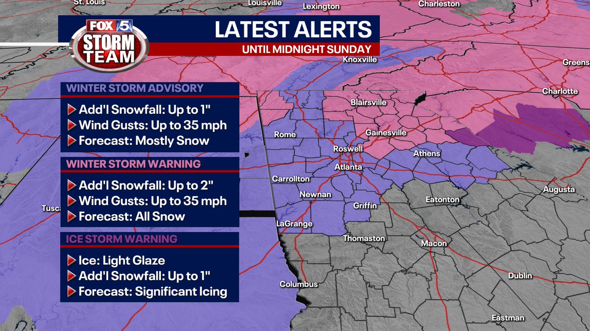 JStaceonFOX5's tweet photo. ALERT | Up to 2" additional snowfall expect through Sunday evening #FOX5Storm https://t.co/9CRrE57rxT