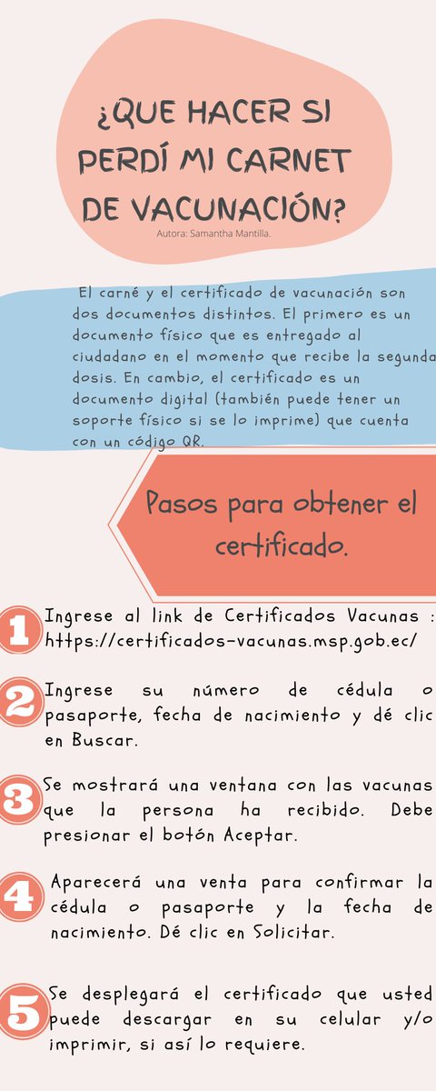 SamyJanel's tweet photo. Todo lo que necesitas saber si pierdes tu carnet de vacunación aquí 👇😷
#Ecuador #Informate https://t.co/BrCfnFZl2n