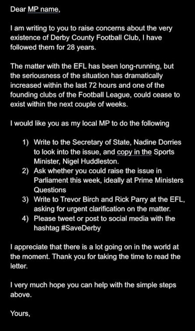 henrywinter's tweet image. Derby County deserve punishment for the excesses of the Mel Morris era. But they don’t deserve to die - which could happen. That’s why fans like ⁦@jimmym⁩ calling on all #dcfcfans to write to their MP urging intervention. All clubs are worth fighting for. #SaveDerby #dcfc