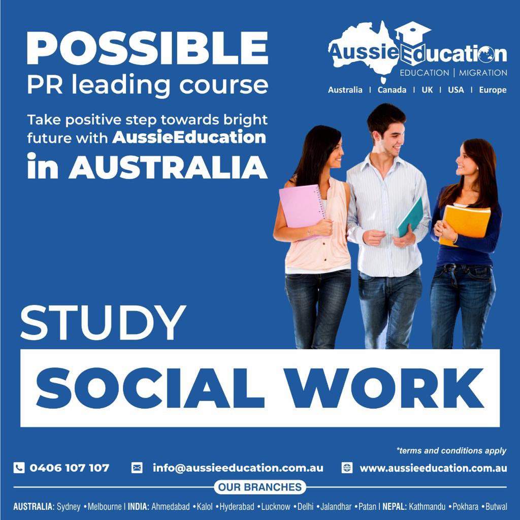 aussiegroup's tweet photo. #socialwork better wducation for better tomorrow. Expect #190visa /#491visa invitation at 75/80 points. #study for better future. #thankyou https://t.co/mvBF4odW3a