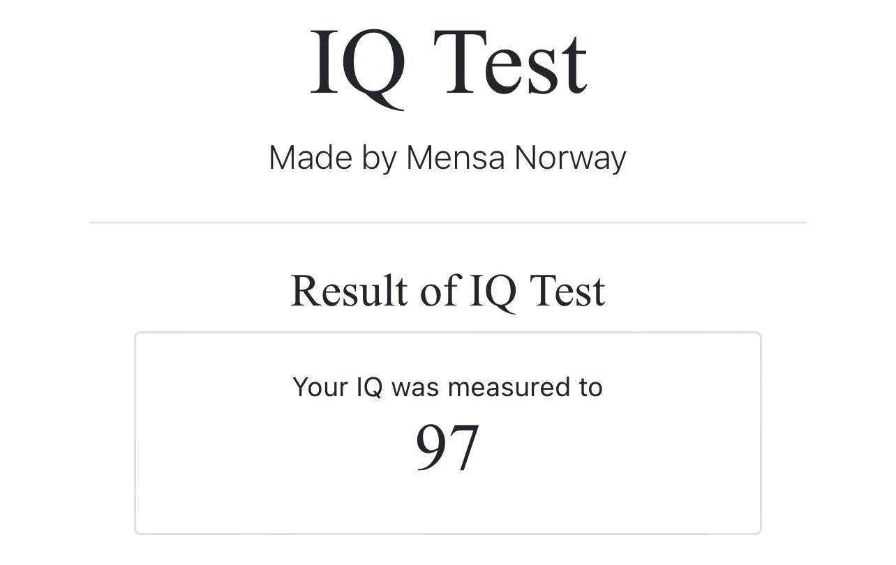 Jeremy Stamper — e/acc 🇺🇦 on Twitter "Took the MENSA IQ test online and it looks like I’m