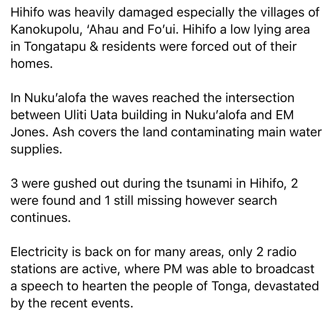 fineutuvai25's tweet photo. UNOFFICIAL Reports gathered via satellite communications with 🇹🇴. Source: Kakalu ‘o Tonga Media https://t.co/LAfKGKDedv