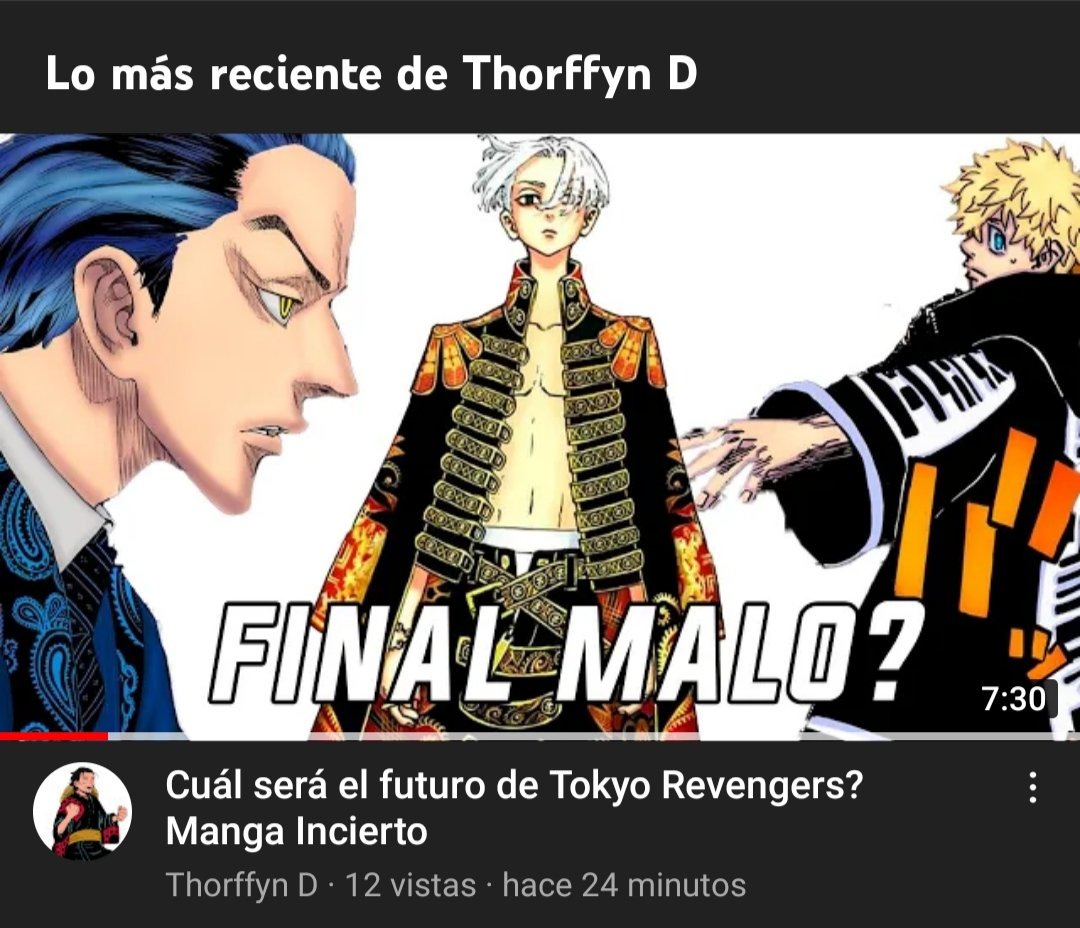 thorffynd's tweet photo. Nuevo video en el canal de Youtube 🥳

Que nos espera de Tokyo Revengers, tendrá un buen final? 😪

https://t.co/rWI3kzEUvF https://t.co/CCrRWAL1x6