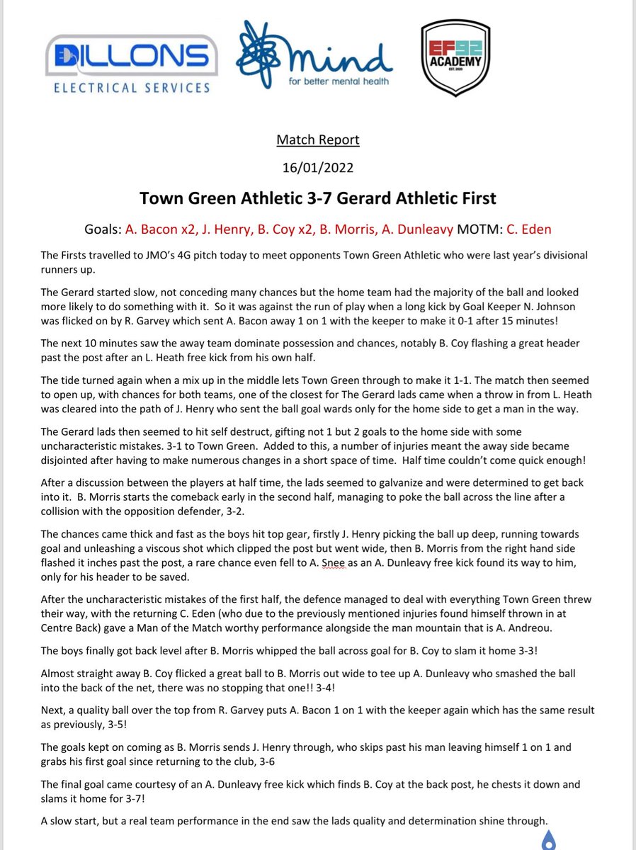 Match reports from today's games...💚🖤💛