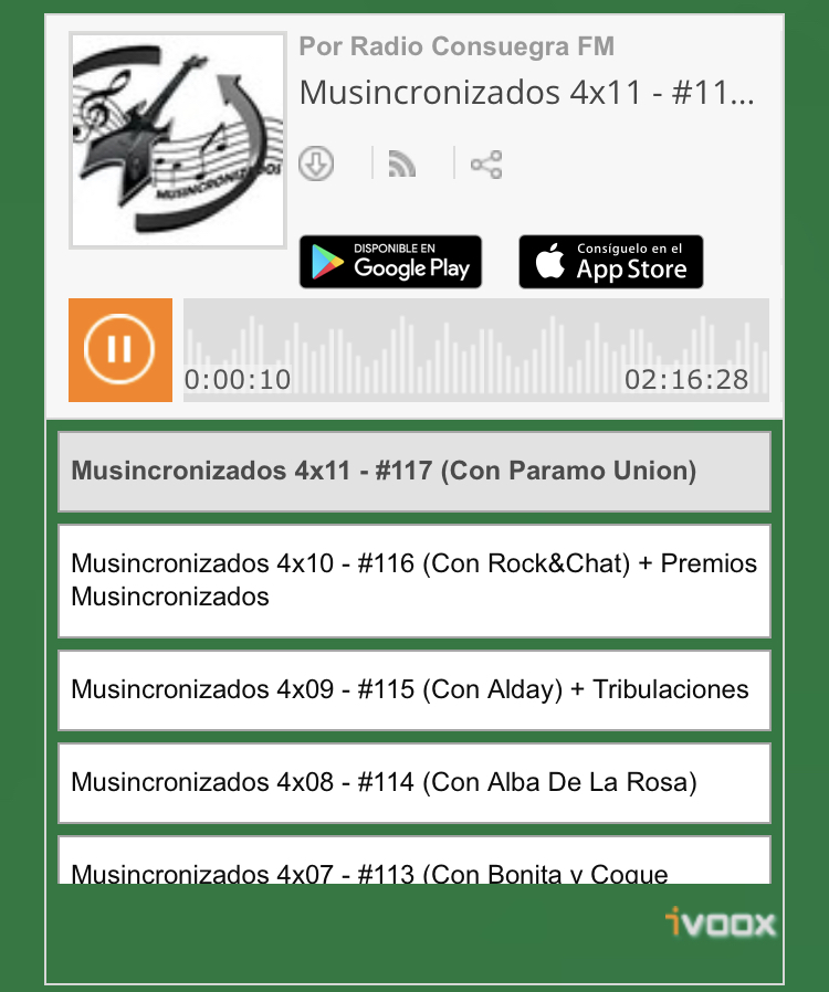Musincronizados's tweet image. Ya disponible nuestro primer programa musincronizado de este año en @radioconsuegra, con la entrevista a Paramo Union, los mejores temazos y el repaso a la agenda musical como de costumbre. ¡No te lo puedes perder! 📻🔊🔊😉👇 #musincronízate
ivoox.com/musincronizado…