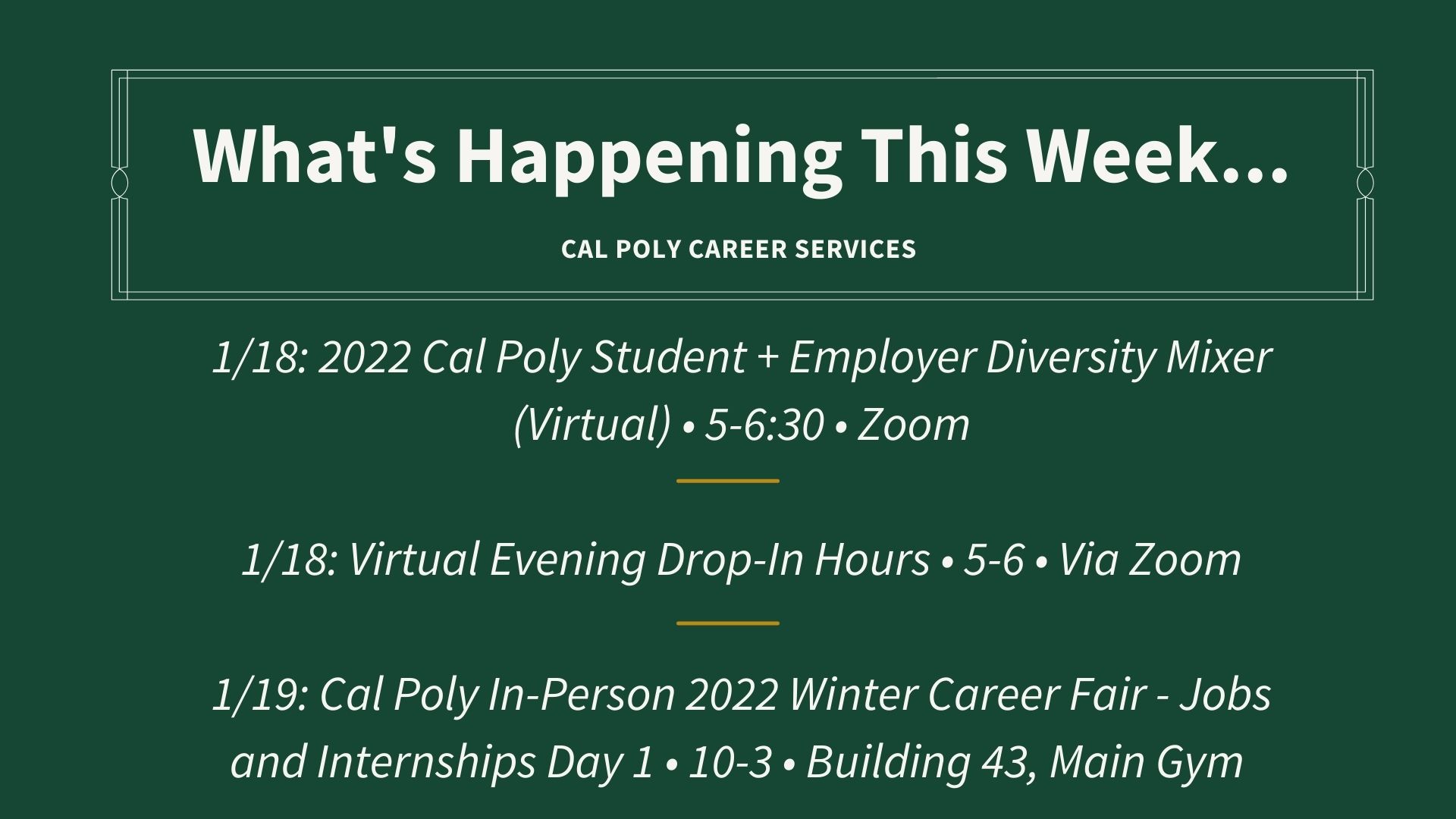 Cal Poly Winter 2022 Schedule Cal Poly Career Services (@Cpcareerserv) / Twitter