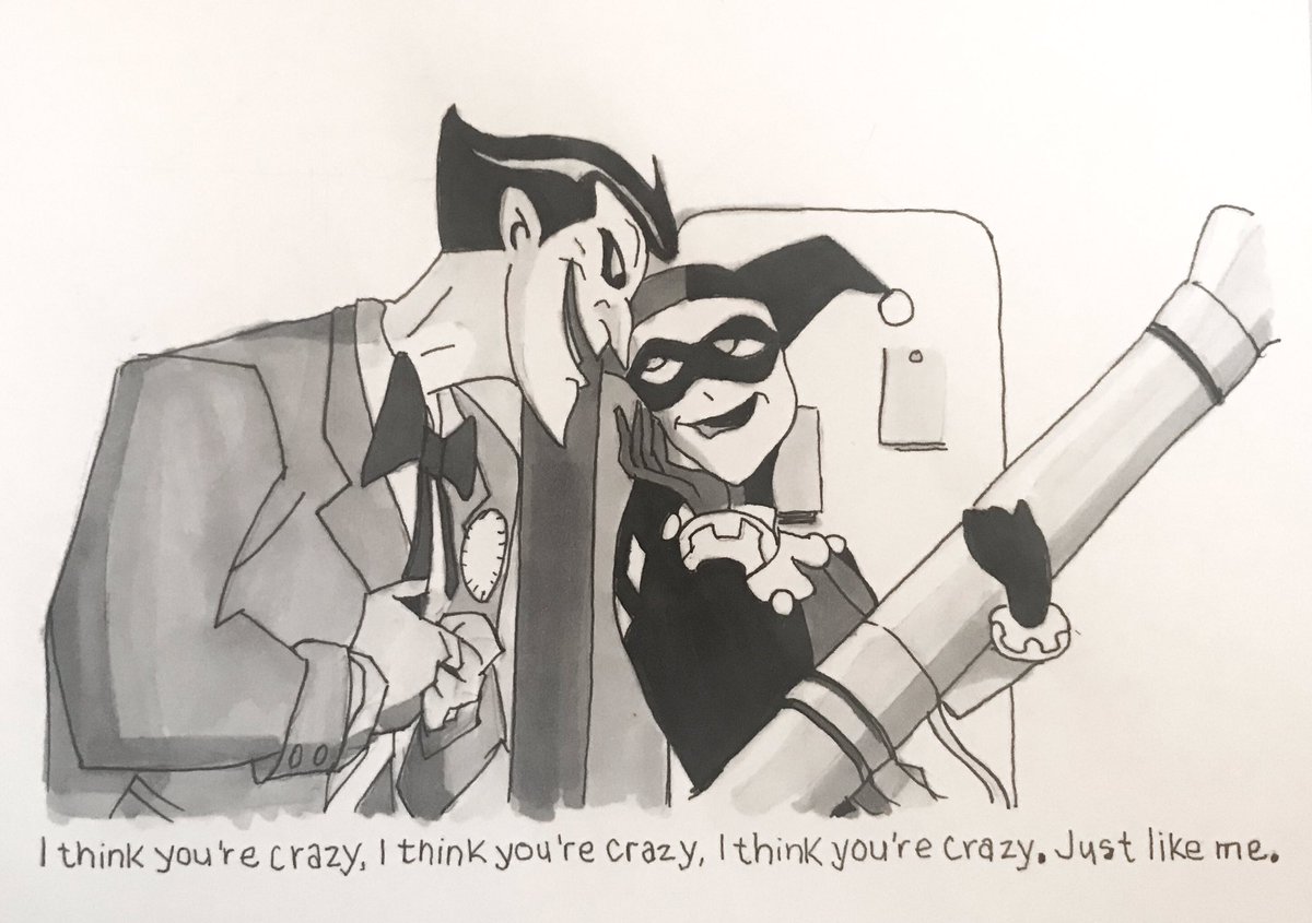 leohayden's tweet photo. #HarleyQuinn is trending so I’ll repost this #CharacterPlusLyric #joker #sketch #drawing https://t.co/HzSbYlcjs6