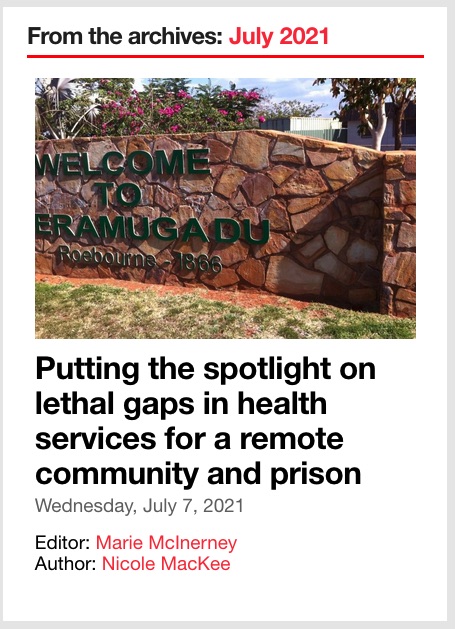 MelissaSweetDr's tweet photo. The @CroakeyNews "from the archives" section is now featuring this @nmackee2 story from last July: Putting the spotlight on lethal gaps in health services for a remote community and prison  https://t.co/E8YHOHTe8V  https://t.co/E8YHOHTe8V #RuralHealthJustice #HeatwaveHealth https://t.co/zVbNNaazqc