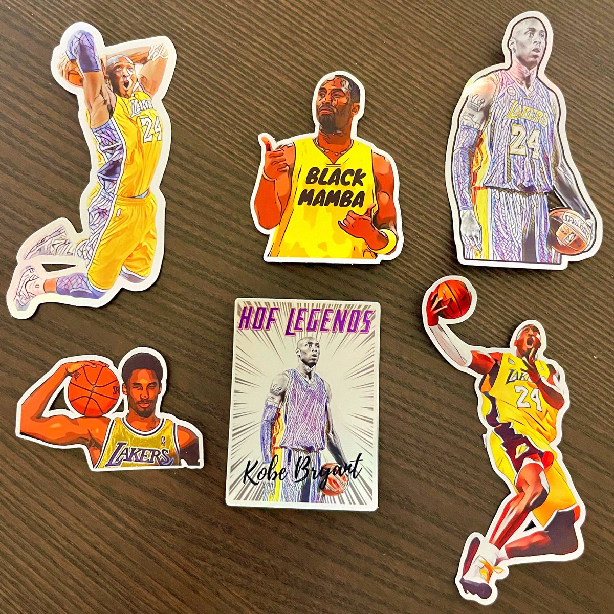 Made my first set of Refractor Vinyl Stickers. Water proof too!

I’ll be picking 2 winners to get 3 of each randomly via PWE. Just follow me &amp; RT this tweet! Will draw the 2 winners by Tuesday morning. Good luck to all! #KobeStickers #BlackMamba #Holofoil