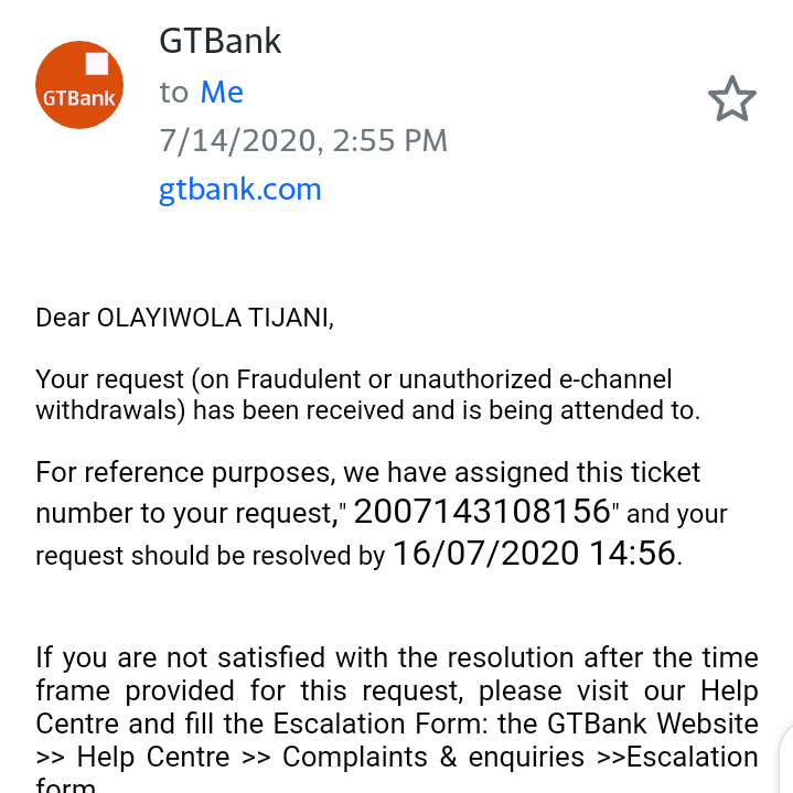 Tijani191's tweet photo. @gtbank Since 14th July, 2020 that #94000 was fraudulently withdrawn from my account nothing has been done https://t.co/baDKNVLYsa