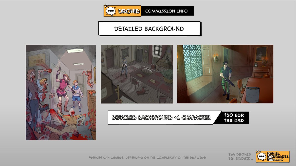 Drohid's tweet photo. COMMISSION INFO!! I could really use some money, things are a bit tight, i still haven't been able to find a job of any kind, so what about we fire up the commission game! #residentevil #commissions #REBHFun https://t.co/70fkh1Z0vp
