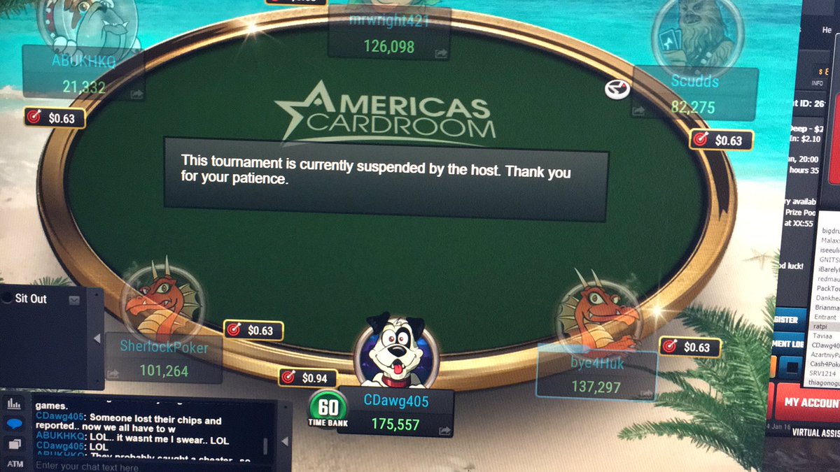 CDawg405's tweet photo. @ACR_POKER Caught a bot this time? I was just about to win 1st place! 😄 https://t.co/pGPOMeH8AI
