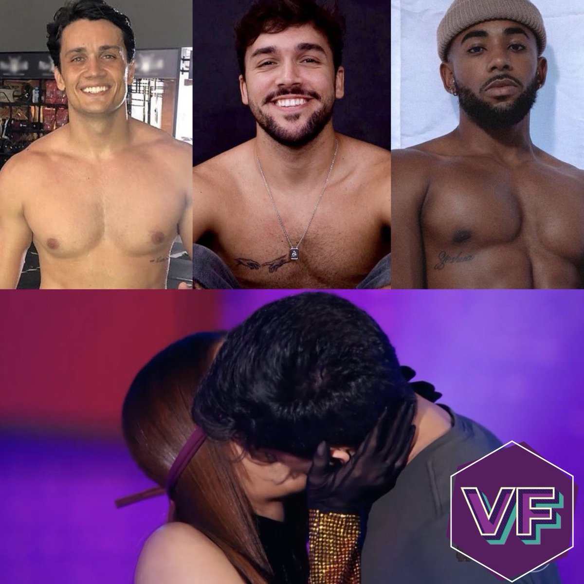 viroufesta's tweet photo. Hoje teve “Um Crush Para Anitta” no @domingao e até rolou beijão! Entre os três candidatos aí da foto, a @Anitta escolheu às cegas o Hugo. Quem acredita nesse romance?👀🍍 https://t.co/R4gEzedGoZ