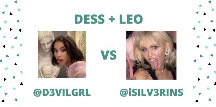 dessawards's tweet photo. ㅤㅤㅤ➛ Dess + Leo !!

      @D3VILGRL   Vs   @iSILV3RINS https://t.co/eK7bZLg2wx