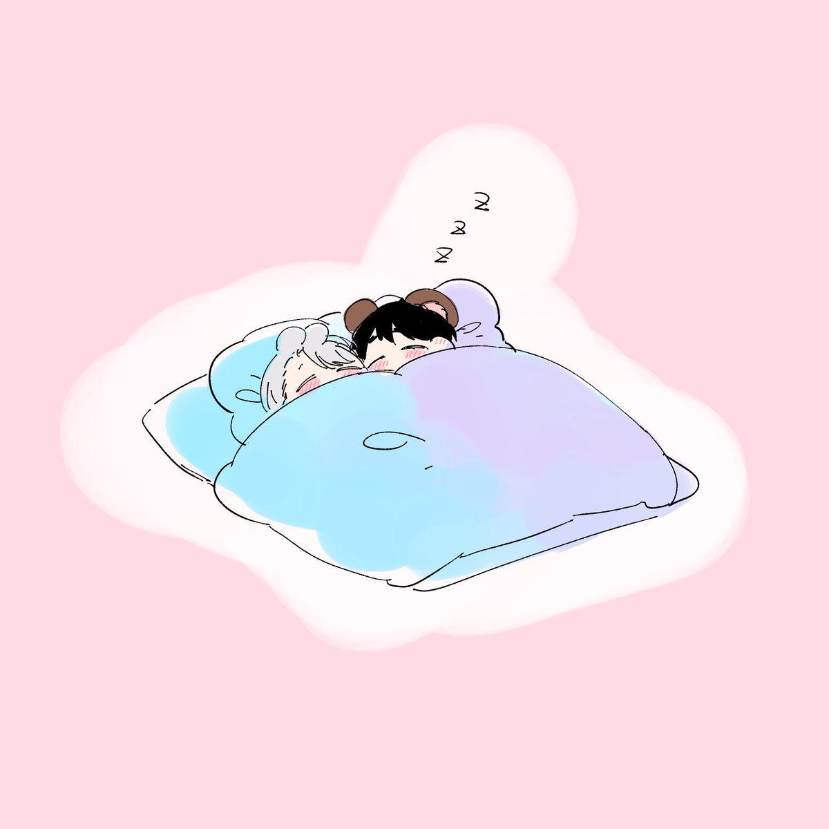 勝生勇利 ,ヴィクトル・ニキフォロフ 「ねむいね🐻🐰 」|🍣のイラスト