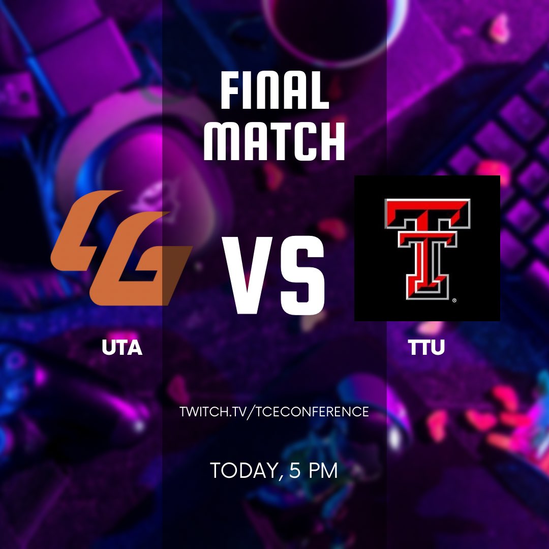 FINALS: UTA VS TTU LIVE AT 5 PM at twitch.tv/tceconference #ttu #utaustin #esports #rocketleague