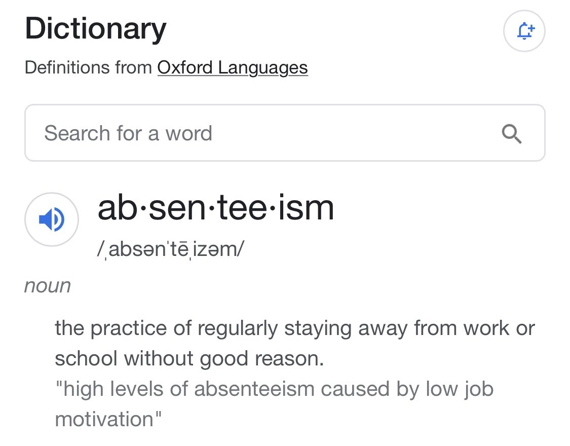 Gailhbc's tweet photo. Absences due to illness (COVID, mental health, other health issues) should not be called “absenteeism”. Today, reporters used the following terms: “absence rate, absence, COVID related absence” when talking about people’s ability to attend work. Words matter. #onted #onpoli https://t.co/4skVbgnr04