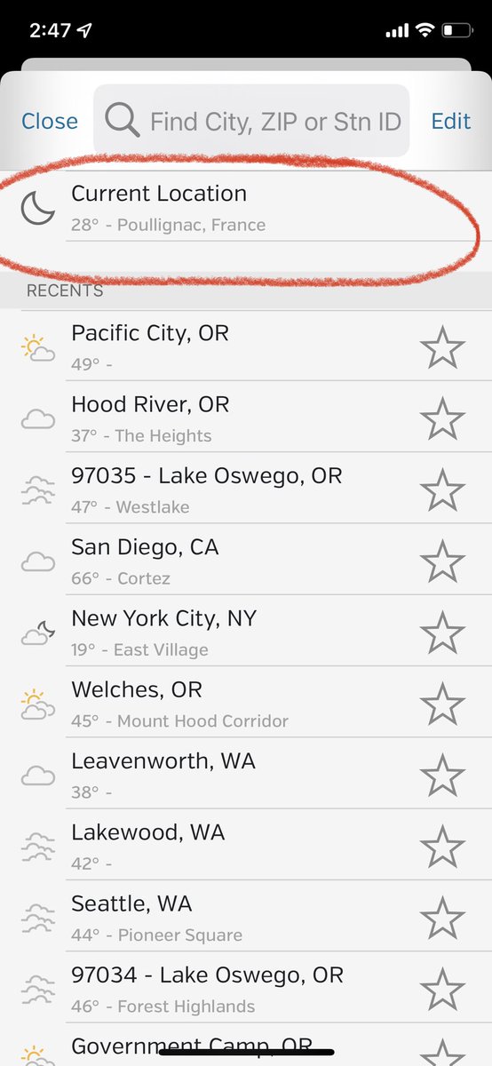 Jennifer Butler (@jenbutlerteach) on Twitter photo Yesterday, for about 10 minutes, my <a href="/wunderground/">Weather Underground</a> app thought I was in France! 😂🤷🏼♀️ I live in Oregon, USA! Thinking a longitude error? Yesterday, for about 10 minutes, my <a href="/wunderground/">Weather Underground</a> app thought I was in France! 😂🤷🏼♀️ I live in Oregon, USA! Thinking a longitude error?