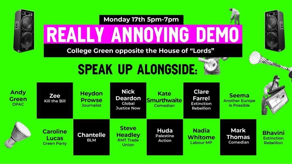 ExtinctionR's tweet photo. What better for a Really Annoying Govt?

w/MPs Lucas &amp; Whittome
Mark Thomas
@katesmurthwaite
@nickdearden75 @GlobalJusticeUK
Heydon Prowse
Andy @Dis_PPL_Protest 
Steve @RMT
Huda @PANACTNET
Zee @killthebill_1
Chantelle @ukblm
Seema @anothereurope
Bhavini @XRLondon 
Marvina &amp; Clare https://t.co/JttdDYk9xR