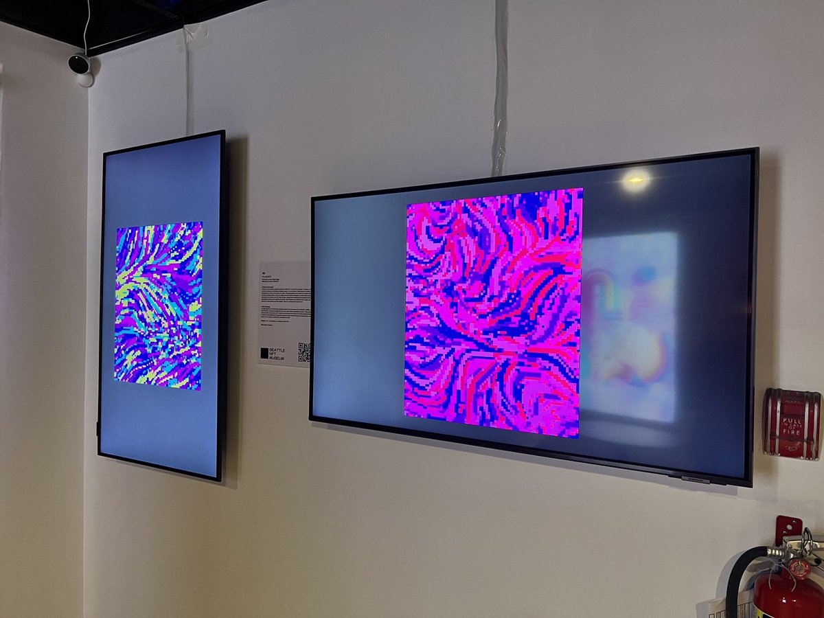 xguedox's tweet photo. @abwagmi at the @seanftmuseum was a nice surprise! Just minted a #BLU3PRINT so seeing these displayed was really cool. #filaments #WAGMI https://t.co/zig3p0uNLs