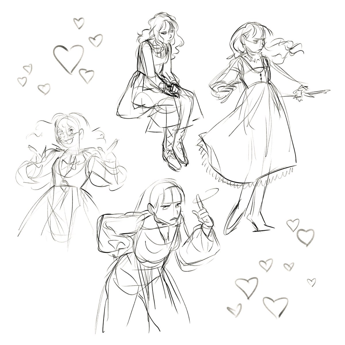 Random girl sketches i still think are cute! (Just clearing out my sketch file) 