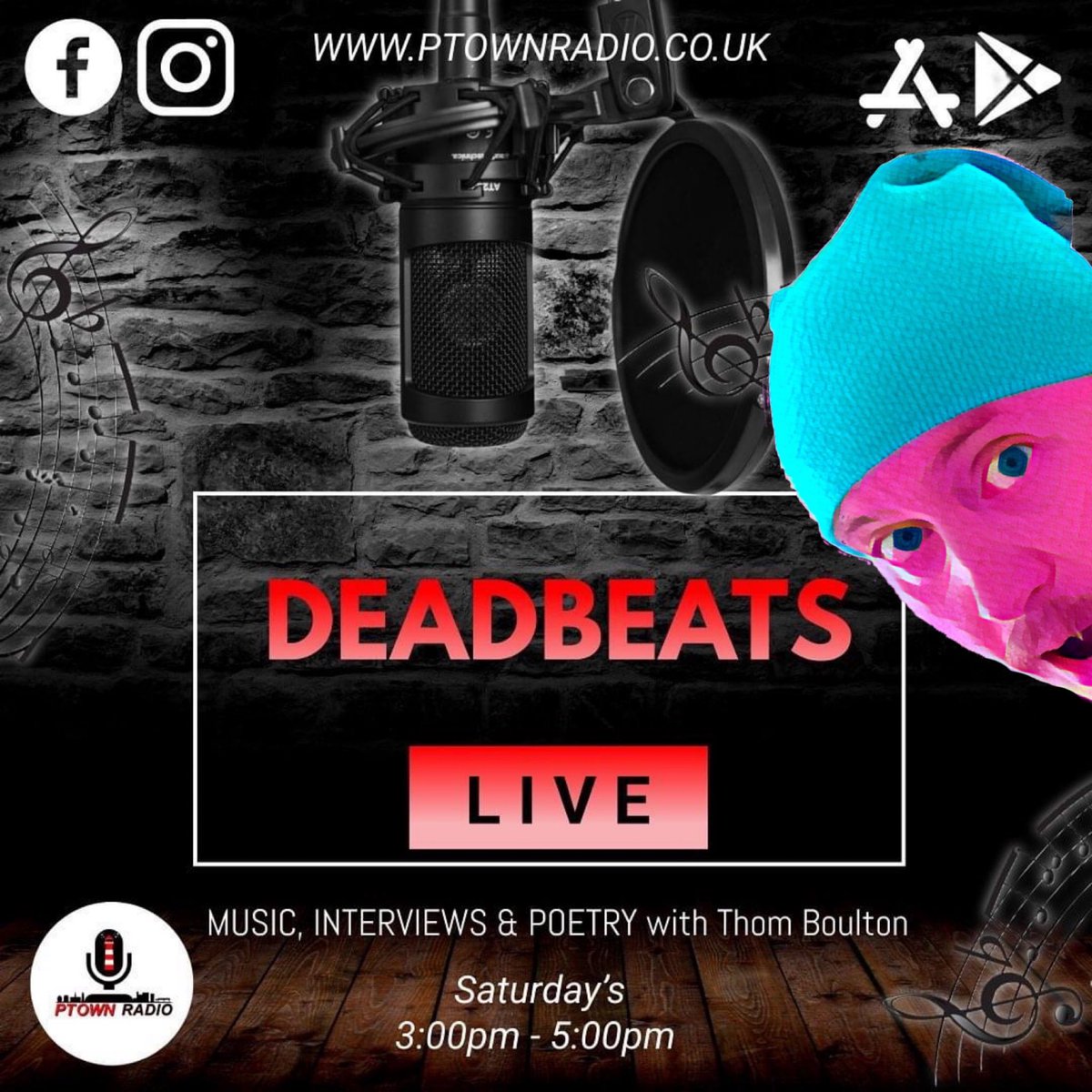 ThomBoulton's tweet photo. Calling all poets from… anywhere! Ongoing sub for poems to be read out on air or played during Deadbeats Saturday afternoon show. #poetry #poetrycommunity #poetrysubmissions https://t.co/rrwbc3WvHJ