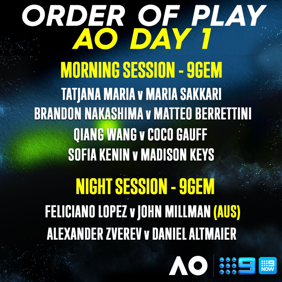 IT'S FINALLY HERE! A feast of tennis across 9Gem and 9Now today! 🎾 #AusOpen - Live on 9Gem and 9Now