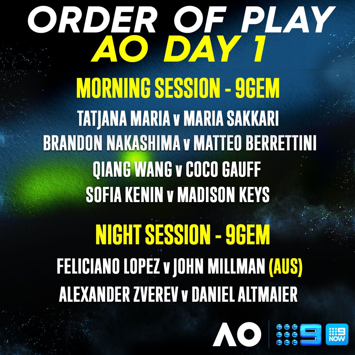 IT'S FINALLY HERE! A feast of tennis across 9Gem and 9Now today! 🎾

#AusOpen - Live on 9Gem and 9Now