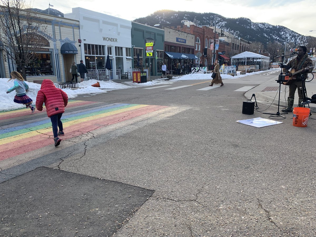 ryanschuchard's tweet photo. West end of #pearlstreet that’s been pedestrianized under covid is one of the best places in all of #Boulder https://t.co/WMUqslvV4d