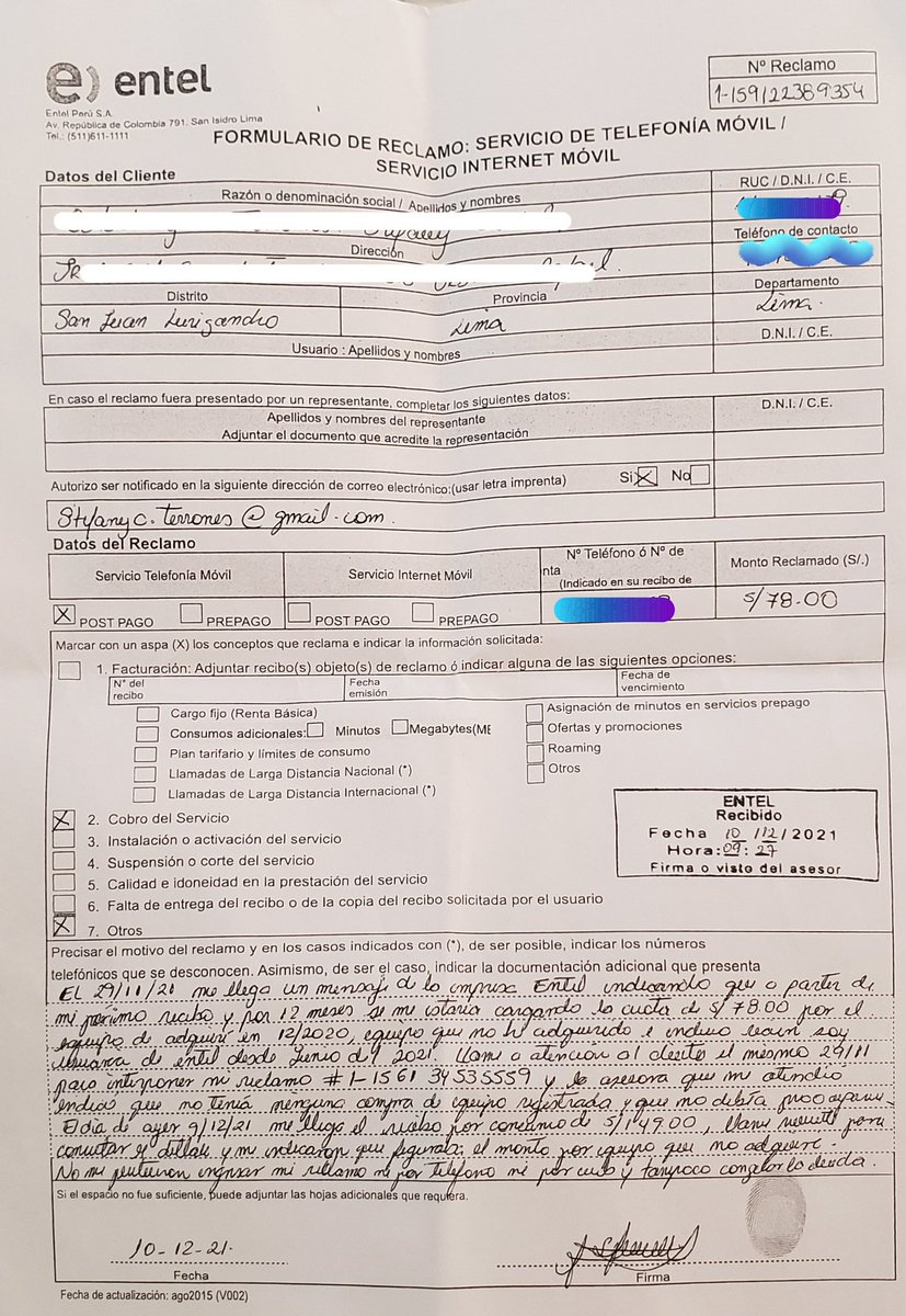 _isaterrones's tweet photo. @EntelPeru me explicas como es que soy una viajera en el tiempo?? Así como  para reclamar por algo que NO CONTRATE 18 días antes de que efectuara la supuesta compra. @OSIPTEL @IndecopiOficial fíjense en las fechas de los documentos! Esta empresa se burla  de sus usuarios!!!! https://t.co/yR0wwuuP3q