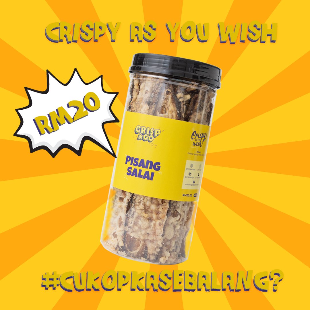 crispandgo's tweet photo. PISANG SALAI KAMI SUDAH MENDARAT DI PARIT BUNTAR
Nak beli tapi leceh nak tunggu kami pos
Jangan risau kini anda boleh dapatkan di PARIT BUNTAR dengan mudahnya
Boleh contact kami segera untuk order
https://t.co/35cJwDCR3w
#CRISPnGO #CrispyAsYouWish #CukopKaSebalang https://t.co/tBeVk3HtuS
