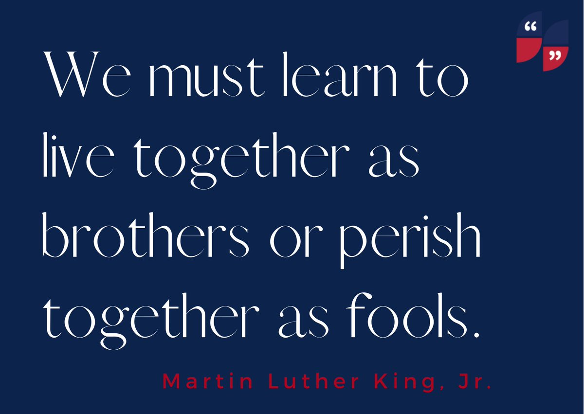 NICDInstitute's tweet photo. "We must learn to live together as brothers or perish together as fools." - Martin Luther King, Jr. https://t.co/2BbgPDN2Yq