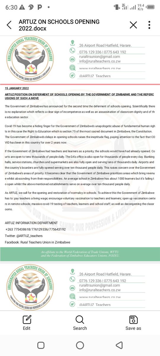 Education is a right and continued closure of schools without scientific explanation exposes the government of Zimbabwe <a href="/ARTUZ_teachers/">Amalgamated Rural Teachers Union of Zimbabwe,ARTUZ</a> <a href="/MakomboreroH/">Makomborero Haruzivishe</a> <a href="/cdegwenzi/">Councilor Samuel Gwenzi</a> <a href="/DavidColtart/">David Coltart</a>